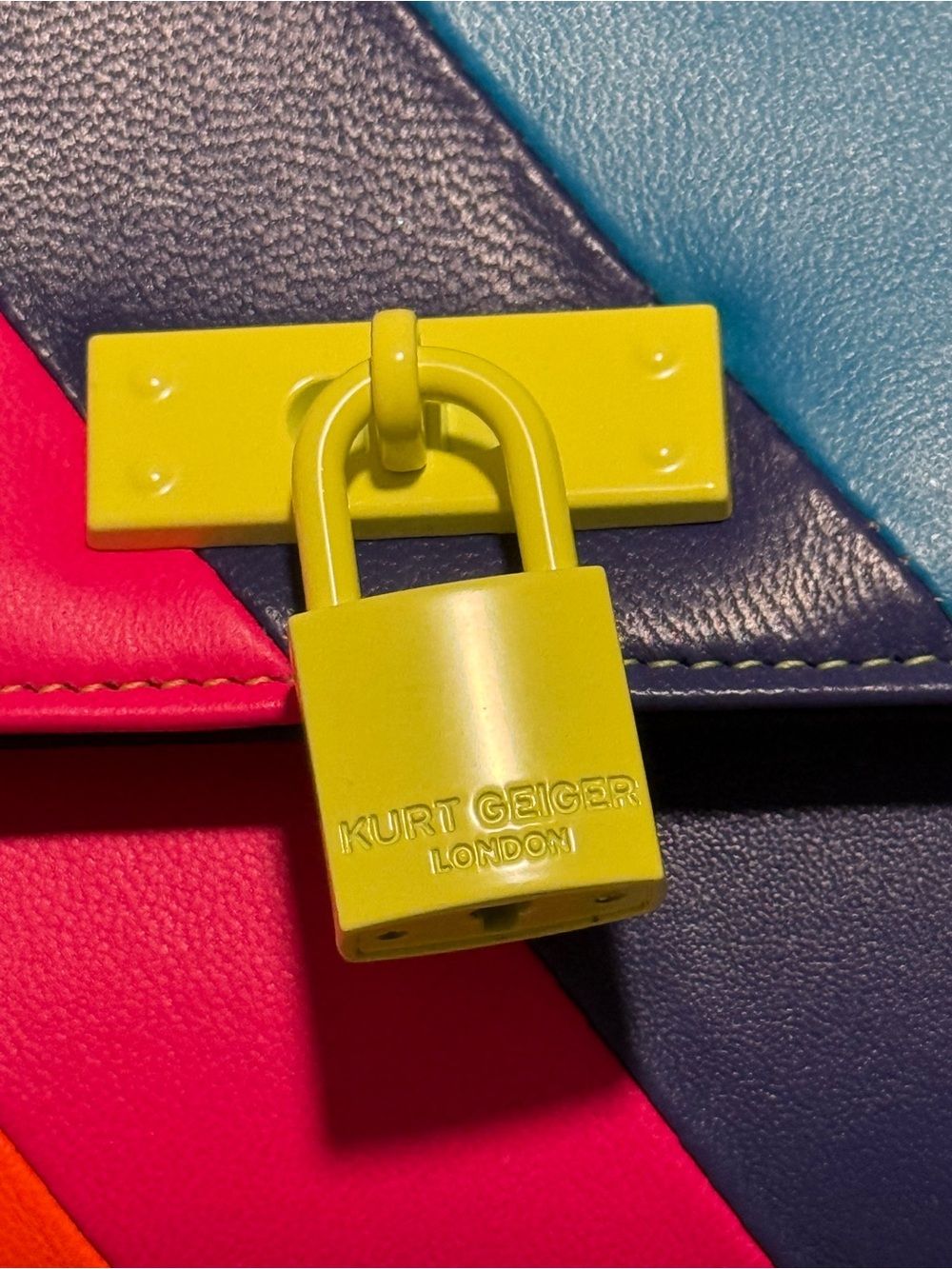 Kurt Geiger London Brixton Neon Rainbow Chain Wallet NWOT - Picture 2 of 9